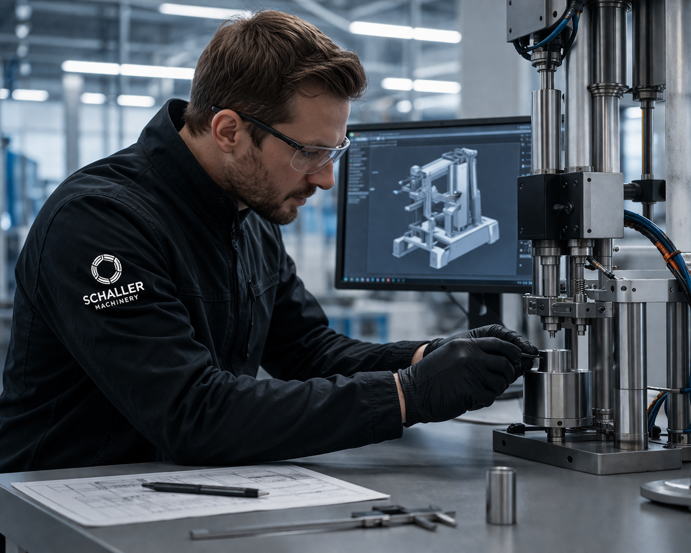 Engineer working on aerosol machinery development and testing